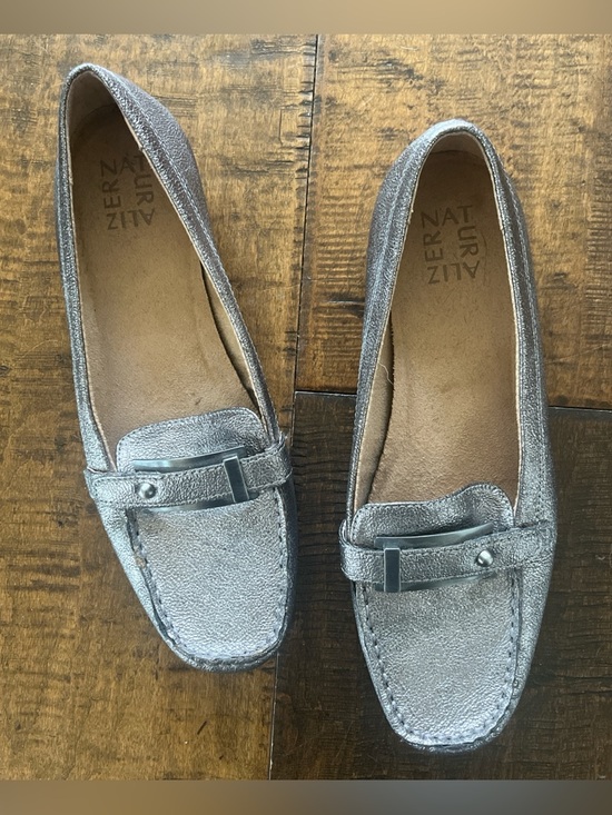 Naturalizer Shoes - Naturalizer Gisella comfort flat metallic pewter faux leather loafers sz 8